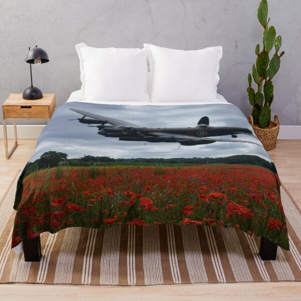 Item preview, Lancaster Bomber Flying Over A Poppy Field With Lightning designed and sold by rawshutterbug.