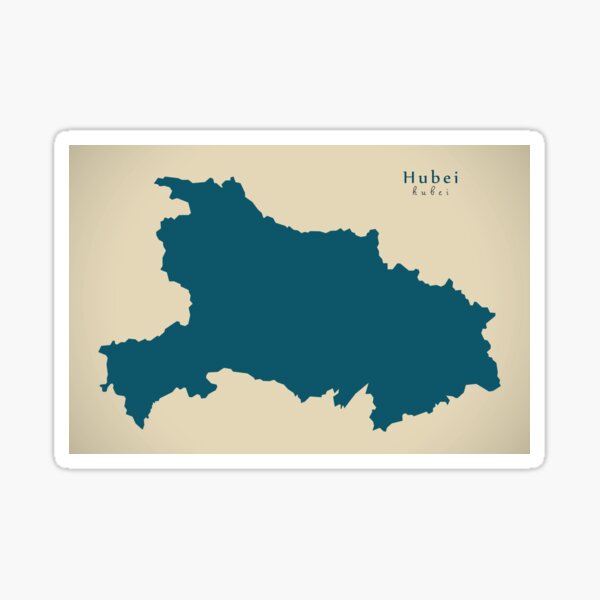 Aperçu de l'œuvre Carte moderne - carte de la province du Hubei Chine CN créée et vendue par Ingo Menhard.