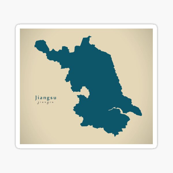 Aperçu de l'œuvre Carte moderne - carte de la province du Jiangsu Chine CN créée et vendue par Ingo Menhard.