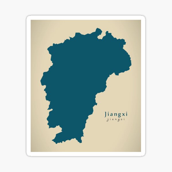 Aperçu de l'œuvre Carte moderne - carte de la province du Jiangxi Chine CN créée et vendue par Ingo Menhard.