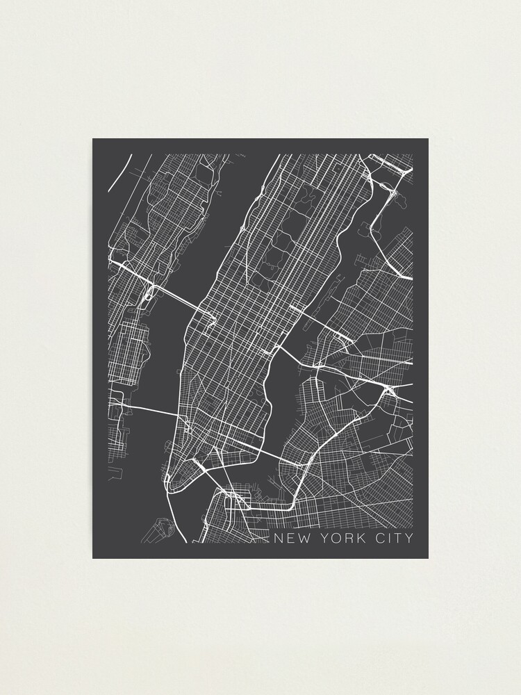 Alternate view of New York City, Map - Gray Photographic Print