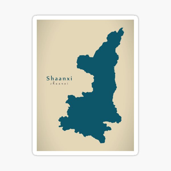 Aperçu de l'œuvre Carte moderne - carte de la province du Shaanxi Chine CN créée et vendue par Ingo Menhard.