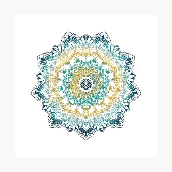 Artikelvorschau, Blaues und gelbes Ombré-Mandala entworfen und verkauft von sanowerrr.