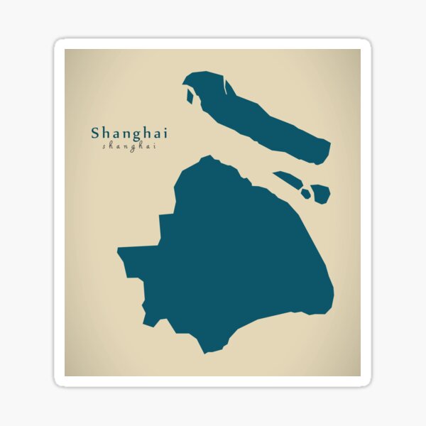 Aperçu de l'œuvre Carte moderne - carte de la province de Shanghai Chine CN créée et vendue par Ingo Menhard.