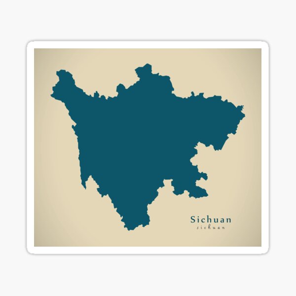 Aperçu de l'œuvre Carte moderne - carte de la province du Sichuan Chine CN créée et vendue par Ingo Menhard.