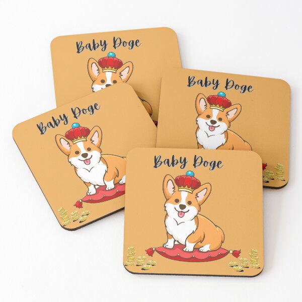 Item preview,  Cute and adorable baby Doge coin on red cushion with crown  doo doo doo designed and sold by AKMarkethub.