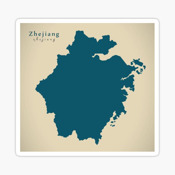 Aperçu de l'œuvre Carte moderne - carte de la province du Zhejiang Chine CN créée et vendue par Ingo Menhard.