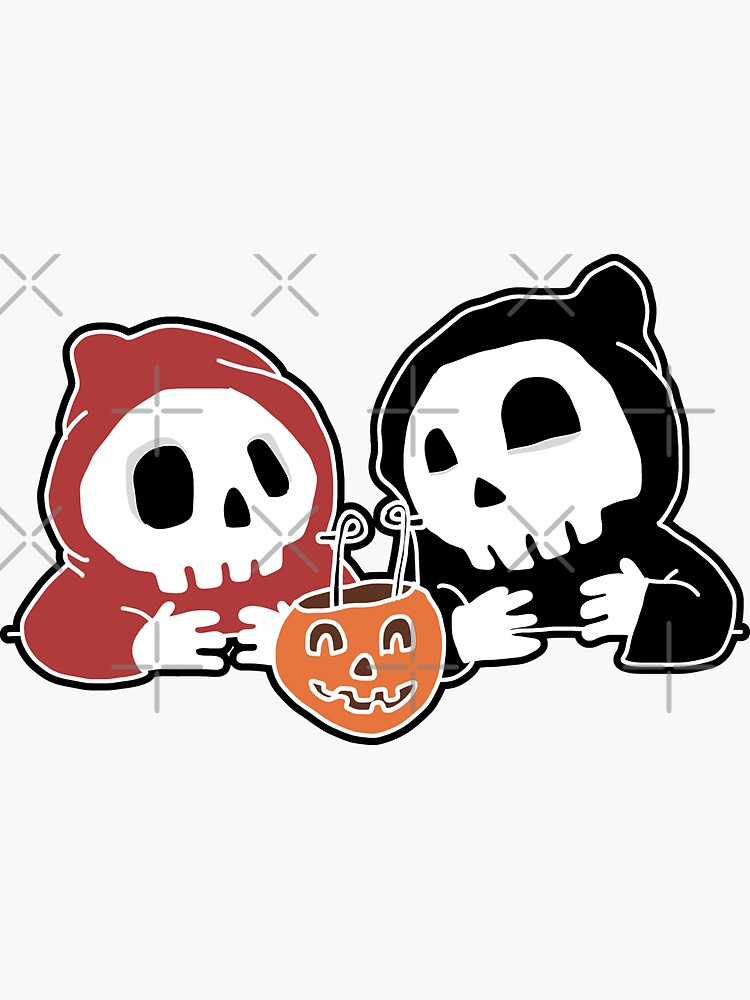 Grim Reaper Fishing Halloween' Sticker