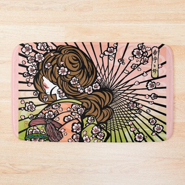 Item preview, Bangasa and Cherry Blossoms - asian beauty, traditional Japanese umbrellas, Sakura flower kimono girl designed and sold by SajuArtZen.