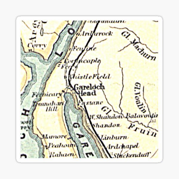 "GARELOCHHEAD & surrounding area map 1898" Sticker for Sale by