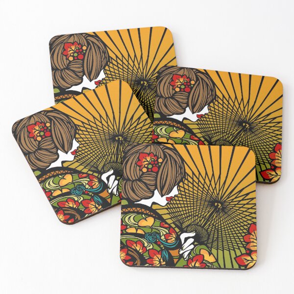 Item preview, Bangasa and Autumn Color - asian beauty, traditional Japanese umbrellas, leaf kimono girl designed and sold by SajuArtZen.
