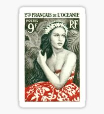 1955 Französisch-Polynesien-Mädchen von Bora Bora Briefmarke Sticker