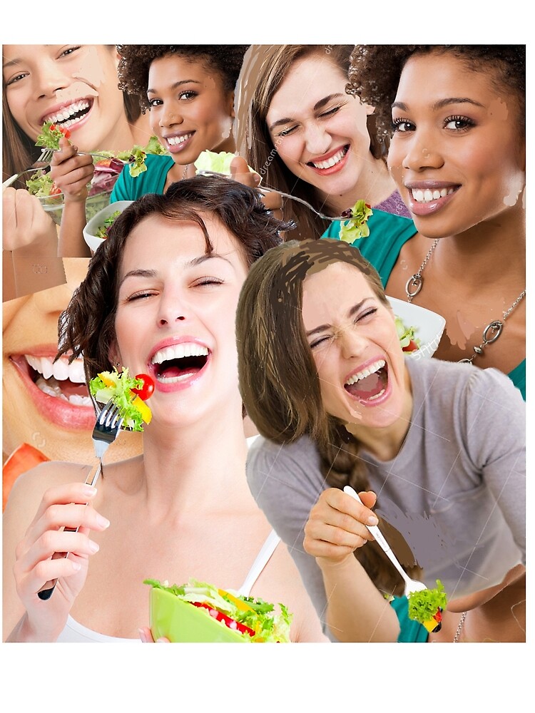 women laughing at salad by jackiekeating