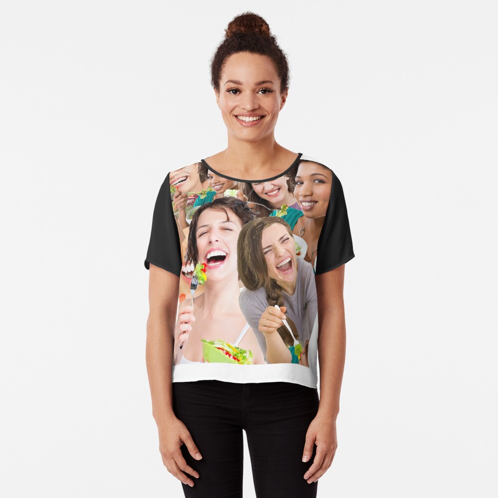 women laughing at salad Chiffon Top