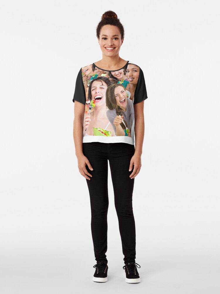 Alternate view of women laughing at salad Chiffon Top