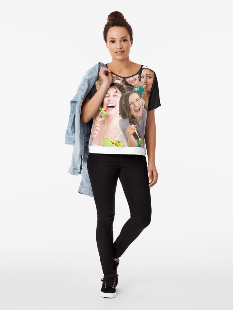 Alternate view of women laughing at salad Chiffon Top