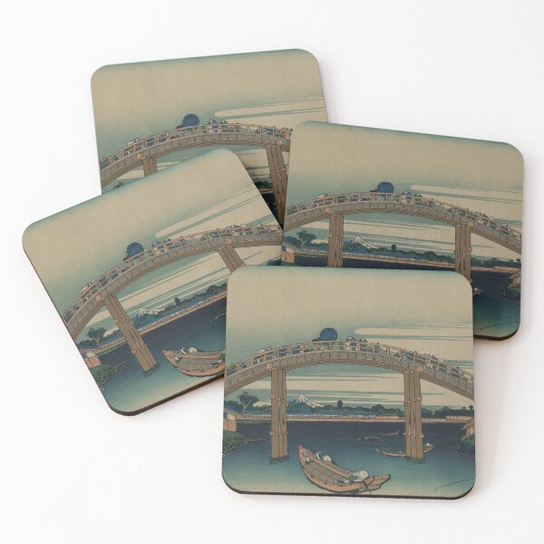 Item preview, pedestrians crossing a high-arched bridge designed and sold by japanese-ukiyoe.