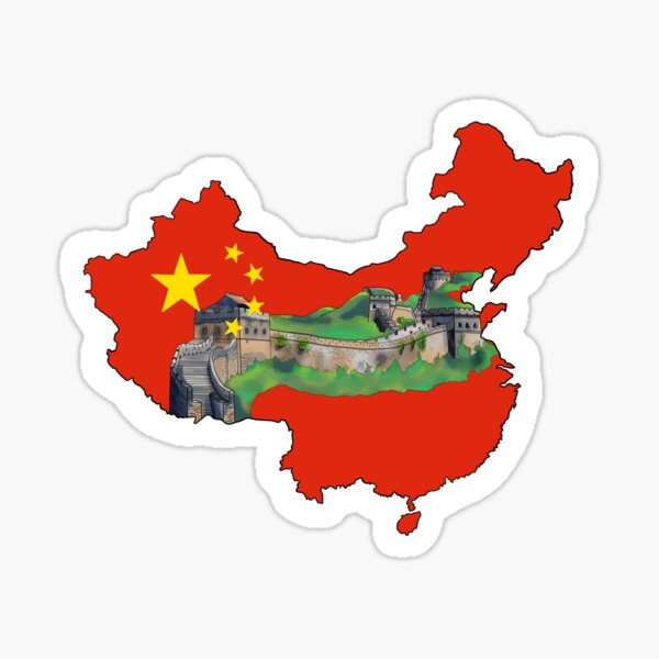 Aperçu de l'œuvre La Grande Muraille et les couleurs de la carte et du drapeau de la Chine créée et vendue par Kalin-Lyfe.