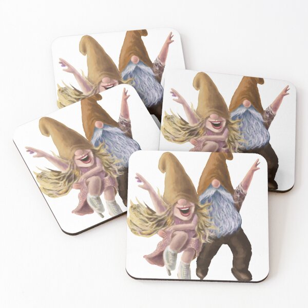 Item preview, Gnomes Dancing On Ice, Ice Skating Gnomes, Gnome Couple designed and sold by TheArtCave.