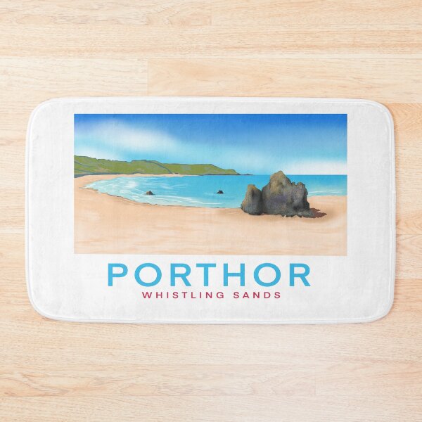 Item preview, Porthor (Whistling Sands) Llyn Peninsula, North Wales, vintage style travel poster designed and sold by littlecatcreate.