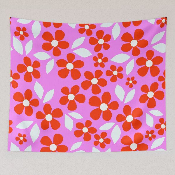 Item preview, Bloom Happy! Retro Floral Pattern Collage Nº2 Red and Pink designed and sold by Dominiquevari.