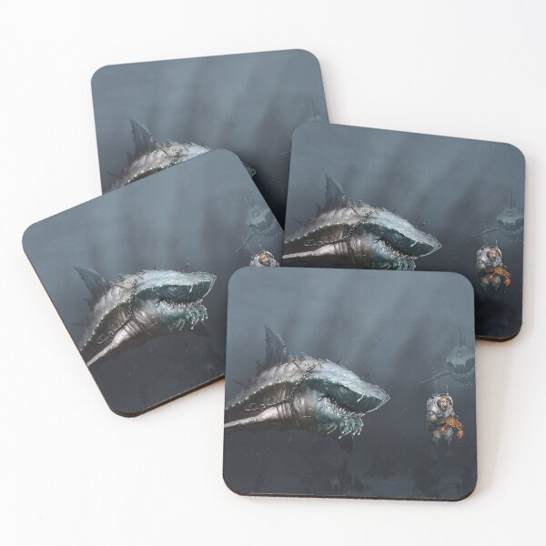 Item preview,  monster shark print wallpaper  / run for your life , little man ! designed and sold by Mad-Boy.