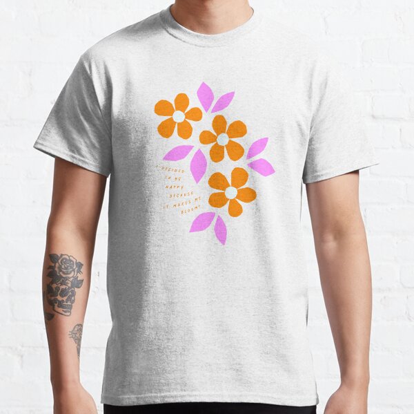 Bloom Happy! Retro Floral Collage Nº1 Orange and pink Classic T-Shirt