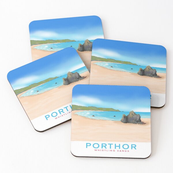 Item preview, Porthor (Whistling Sands) Llyn Peninsula, North Wales, vintage style travel poster designed and sold by littlecatcreate.