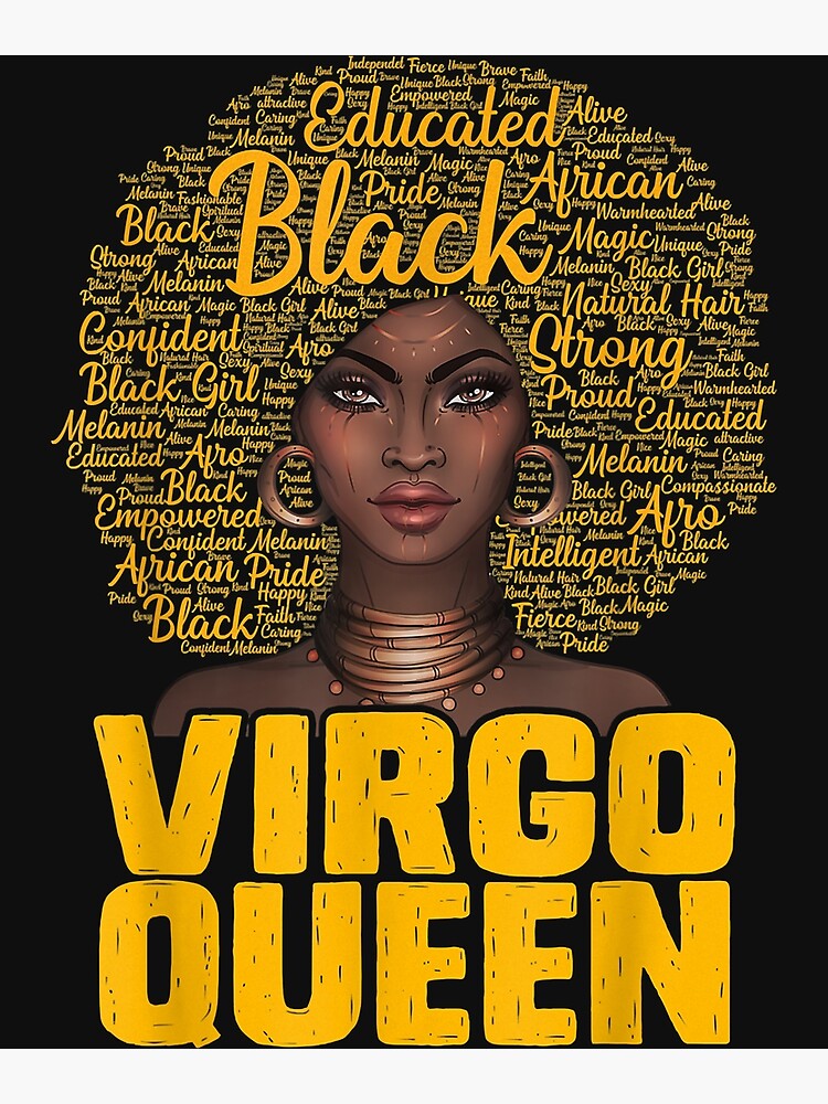 Virgo Queen Black Woman Afro Natural Hair African American Art Print