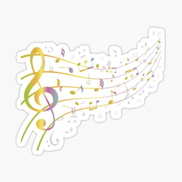 Pegatina «Notas musicales en pentagrama con color» de GekoDesign4U