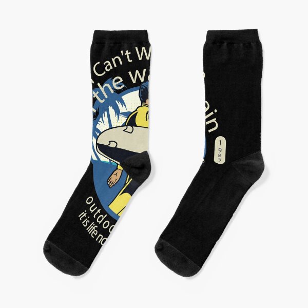 Casual Socks With Handdrawn SURFER WAVE Creative Print Cotton Crew Socks For Men Women