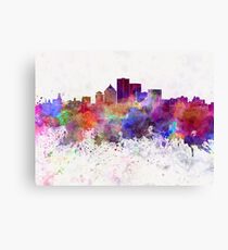 Rochester NY skyline in watercolor background Canvas Print