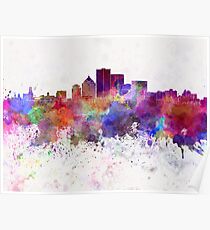 Skyline Rochesters NY im Aquarellhintergrund Poster
