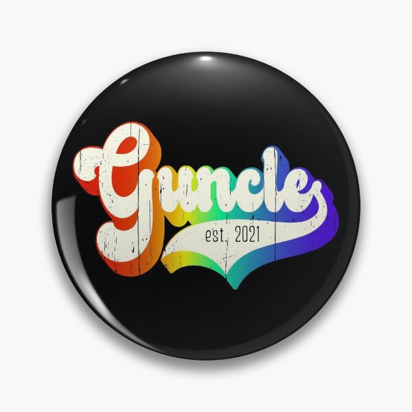 Item preview, "Guncle - est. 2021" Rainbow Typography  designed and sold by Happy Puppy Print On Demand.