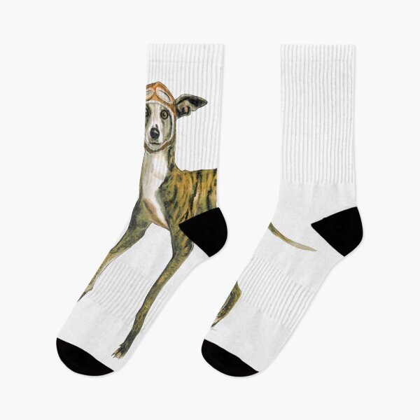 Item preview, Watercolour Greyhound with biker goggles designed and sold by CarolineJordaan.