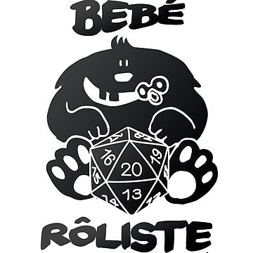 Aperçu de l'œuvre Bébé Rôliste Noir pour mère et père fans de jeux de rôle par La Loutre Rôliste de LaLoutreRoliste
