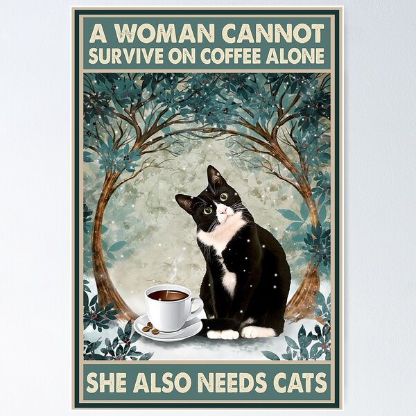 Artikel-Vorschau von Eine Frau kann nicht allein mit Kaffee überleben, sie braucht auch Katzen, designt und verkauft von YimHrishi.