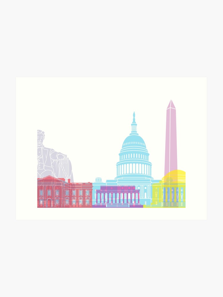 Washington Dc Skyline With Color Buildings