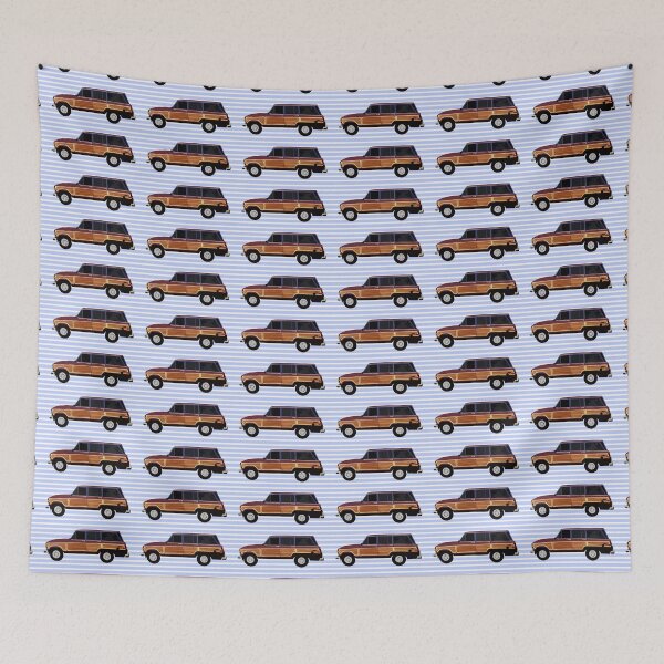 Item preview, WAgoneer on pastel cornflower stripes designed and sold by cityette.