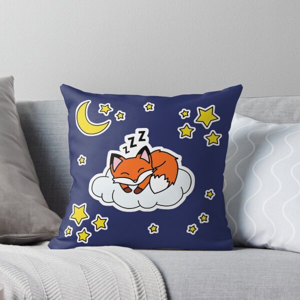 Item preview, Sleeping cute fox cartoon on cloud with stars and moon designed and sold by happypapertime.