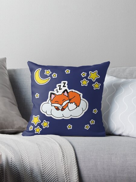 Item preview, Sleeping cute fox cartoon on cloud with stars and moon designed and sold by happypapertime.