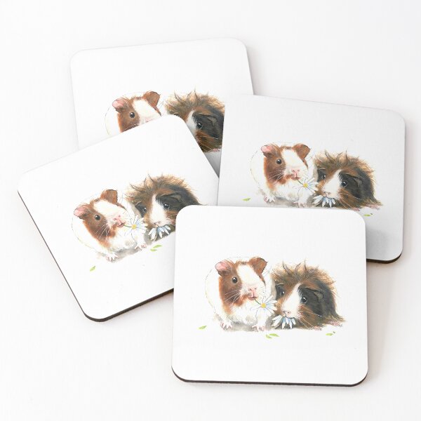 Item preview, Watercolor illustrated guinea pigs eating flowers designed and sold by CarolineJordaan.