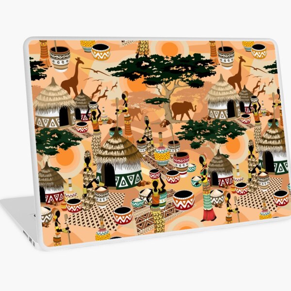 African Life Women in Savanna Tribal Village Laptop Skin