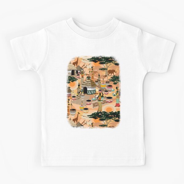 African Life Women in Savanna Tribal Village Kids T-Shirt