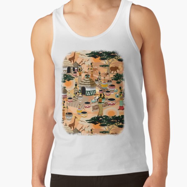 African Life Women in Savanna Tribal Village Tank Top