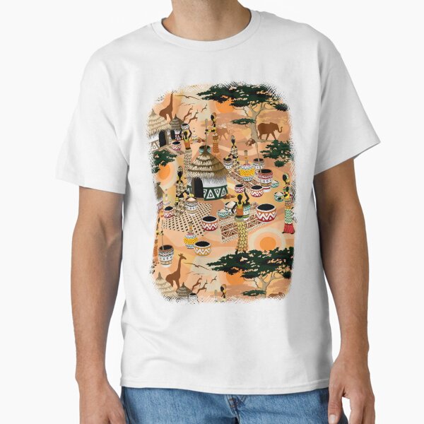 African Life Women in Savanna Tribal Village Classic T-Shirt