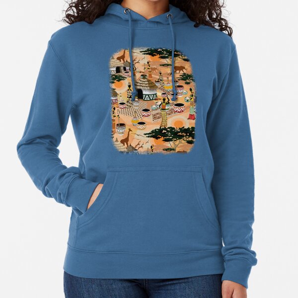 African Life Women in Savanna Tribal Village Lightweight Hoodie