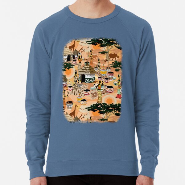 African Life Women in Savanna Tribal Village Lightweight Sweatshirt