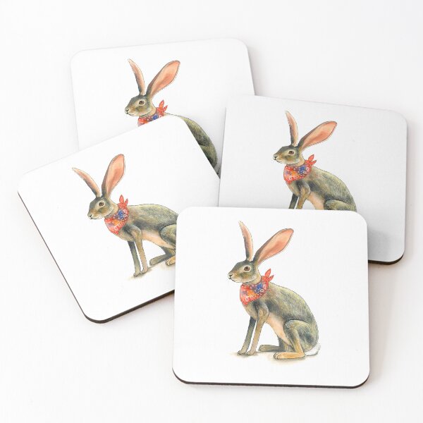 Item preview, Watercolor hare wearing colorful scarf designed and sold by CarolineJordaan.