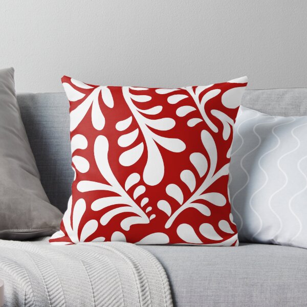 Porcelain Red/white Throw Pillow